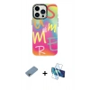 MARSİLYAN™- iPhone 13 Pro Kılıf Siluet Çizgi Koleksiyonu - Siyah 3D Antistatik Seramik Nano Ekran Koruyucu + Shine Kamera Lens Koruma Cam - GI
