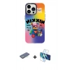 MARSİLYAN™- iPhone 13 Pro Kılıf Siluet Çizgi Koleksiyonu - Siyah 3D Antistatik Seramik Nano Ekran Koruyucu + Renkli Kamera Lens Koruma Cam - YL