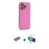 MARSİLYAN™- iPhone 13 Pro Kılıf Siluet Minimal Özel Seri - Siyah 3D Antistatik Seramik Nano Ekran Koruyucu + Renkli Kamera Lens Koruma Cam - PE