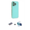 MARSİLYAN™- iPhone 13 Pro Kılıf Siluet Minimal Özel Seri - Siyah 3D Antistatik Seramik Nano Ekran Koruyucu + Renkli Kamera Lens Koruma Cam - TU