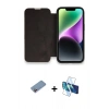 MARSİLYAN™- iPhone 13 Pro Kılıf Siluet Minimal Serisi - Siyah 3D Antistatik Seramik Nano Ekran Koruyucu + Shine Kamera Lens Koruma Cam - PE