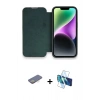 MARSİLYAN™- iPhone 13 Pro Kılıf Siluet Minimal Serisi - Siyah 3D Antistatik Seramik Nano Ekran Koruyucu + Renkli Kamera Lens Koruma Cam - SI