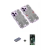 MARSİLYAN™- iPhone 13 Pro Kılıf Ufuk Doku Prime - Şeffaf 360 Full Body Arka Koruyucu + Renkli Kamera Lens Koruma Cam - MI