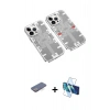 MARSİLYAN™- iPhone 13 Pro Kılıf Ufuk Doku Prime - Siyah 3D Antistatik Seramik Nano Ekran Koruyucu + Renkli Kamera Lens Koruma Cam - MI