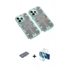 MARSİLYAN™- iPhone 13 Pro Kılıf Ufuk Doku Prime - Siyah 3D Antistatik Seramik Nano Ekran Koruyucu + Renkli Kamera Lens Koruma Cam - MI