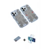 MARSİLYAN™- iPhone 13 Pro Kılıf Ufuk Doku Prime - Siyah 3D Antistatik Seramik Nano Ekran Koruyucu + Shine Kamera Lens Koruma Cam - PE