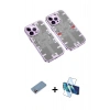 MARSİLYAN™- iPhone 13 Pro Kılıf Ufuk Doku Prime - Siyah 3D Antistatik Seramik Nano Ekran Koruyucu + Shine Kamera Lens Koruma Cam - PE
