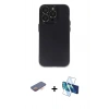 MARSİLYAN™- iPhone 13 Pro Kılıf Ufuk Minimal Özel Seri - Siyah 3D Antistatik Seramik Nano Ekran Koruyucu + Renkli Kamera Lens Koruma Cam - TU
