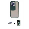 MARSİLYAN™- iPhone 13 Pro Kılıf Vadi Çizgi - Şeffaf 360 Full Body Arka Koruyucu + Renkli Kamera Lens Koruma Cam - TU