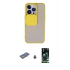 MARSİLYAN™- iPhone 13 Pro Kılıf Vadi Çizgi - Şeffaf 360 Full Body Arka Koruyucu + Renkli Kamera Lens Koruma Cam - YL