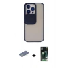MARSİLYAN™- iPhone 13 Pro Kılıf Vadi Çizgi - Şeffaf 360 Full Body Arka Koruyucu + Renkli Kamera Lens Koruma Cam - YL
