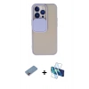 MARSİLYAN™- iPhone 13 Pro Kılıf Vadi Çizgi - Siyah 3D Antistatik Seramik Nano Ekran Koruyucu + Shine Kamera Lens Koruma Cam - PE