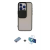 MARSİLYAN™- iPhone 13 Pro Kılıf Vadi Çizgi - Siyah 3D Antistatik Seramik Nano Ekran Koruyucu + Shine Kamera Lens Koruma Cam - PE
