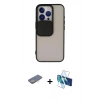 MARSİLYAN™- iPhone 13 Pro Kılıf Vadi Çizgi - Siyah 3D Antistatik Seramik Nano Ekran Koruyucu + Renkli Kamera Lens Koruma Cam - SI