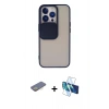 MARSİLYAN™- iPhone 13 Pro Kılıf Vadi Çizgi - Siyah 3D Antistatik Seramik Nano Ekran Koruyucu + Renkli Kamera Lens Koruma Cam - SI