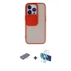MARSİLYAN™- iPhone 13 Pro Kılıf Vadi Çizgi - Siyah 3D Antistatik Seramik Nano Ekran Koruyucu + Turuncu Renkli Kamera Lens Koruma Cam