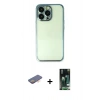 MARSİLYAN™- iPhone 13 Pro Kılıf Vadi Minimal - Şeffaf 360 Full Body Arka Koruyucu + Renkli Kamera Lens Koruma Cam - TU