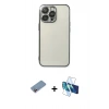 MARSİLYAN™- iPhone 13 Pro Kılıf Vadi Minimal - Siyah 3D Antistatik Seramik Nano Ekran Koruyucu + Shine Kamera Lens Koruma Cam - PE