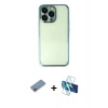 MARSİLYAN™- iPhone 13 Pro Kılıf Vadi Minimal - Siyah 3D Antistatik Seramik Nano Ekran Koruyucu + Shine Kamera Lens Koruma Cam - PE