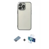 MARSİLYAN™- iPhone 13 Pro Kılıf Vadi Minimal - Siyah 3D Antistatik Seramik Nano Ekran Koruyucu + Shine Kamera Lens Koruma Cam - GI