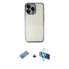 MARSİLYAN™- iPhone 13 Pro Kılıf Vadi Minimal - Siyah 3D Antistatik Seramik Nano Ekran Koruyucu + Shine Kamera Lens Koruma Cam - PE