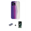 MARSİLYAN™- iPhone 13 Pro Kılıf Yadigar Çizgi - Şeffaf 360 Full Body Arka Koruyucu + Renkli Kamera Lens Koruma Cam - MI
