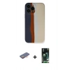 MARSİLYAN™- iPhone 13 Pro Kılıf Yadigar Çizgi - Şeffaf 360 Full Body Arka Koruyucu + Turuncu Renkli Kamera Lens Koruma Cam