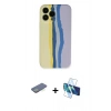 MARSİLYAN™- iPhone 13 Pro Kılıf Yadigar Çizgi - Siyah 3D Antistatik Seramik Nano Ekran Koruyucu + Renkli Kamera Lens Koruma Cam - YL