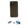 MARSİLYAN™- iPhone 13 Pro Kılıf Yadigar Yansıma Serisi - Siyah 3D Antistatik Seramik Nano Ekran Koruyucu + Renkli Kamera Lens Koruma Cam - YL