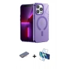 MARSİLYAN™- iPhone 13 Pro Kılıf Yankı Çizgi - Siyah 3D Antistatik Seramik Nano Ekran Koruyucu + Renkli Kamera Lens Koruma Cam - PE
