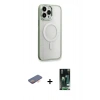 MARSİLYAN™- iPhone 13 Pro Kılıf Yankı Işık Özel Seri - Şeffaf 360 Full Body Arka Koruyucu + Renkli Kamera Lens Koruma Cam - TU