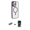 MARSİLYAN™- iPhone 13 Pro Kılıf Yankı Işık Özel Seri - Şeffaf 360 Full Body Arka Koruyucu + Renkli Kamera Lens Koruma Cam - TU