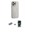MARSİLYAN™- iPhone 13 Pro Kılıf Yankı Işık Özel Seri - Şeffaf 360 Full Body Arka Koruyucu + Renkli Kamera Lens Koruma Cam - TU