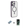 MARSİLYAN™- iPhone 13 Pro Kılıf Yankı Işık Özel Seri - Şeffaf 360 Full Body Arka Koruyucu + Shine Kamera Lens Koruma Cam - GI