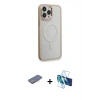 MARSİLYAN™- iPhone 13 Pro Kılıf Yankı Işık Özel Seri - Siyah 3D Antistatik Seramik Nano Ekran Koruyucu + Renkli Kamera Lens Koruma Cam - PE