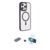 MARSİLYAN™- iPhone 13 Pro Kılıf Yankı Işık Özel Seri - Siyah 3D Antistatik Seramik Nano Ekran Koruyucu + Renkli Kamera Lens Koruma Cam - YL