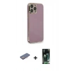 MARSİLYAN™- iPhone 13 Pro Kılıf Yankı Serisi - Şeffaf 360 Full Body Arka Koruyucu + Renkli Kamera Lens Koruma Cam - PE