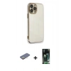 MARSİLYAN™- iPhone 13 Pro Kılıf Yankı Serisi - Şeffaf 360 Full Body Arka Koruyucu + Renkli Kamera Lens Koruma Cam - SI
