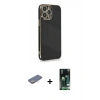 MARSİLYAN™- iPhone 13 Pro Kılıf Yankı Serisi - Şeffaf 360 Full Body Arka Koruyucu + Renkli Kamera Lens Koruma Cam - SI