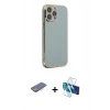 MARSİLYAN™- iPhone 13 Pro Kılıf Yankı Serisi - Siyah 3D Antistatik Seramik Nano Ekran Koruyucu + Renkli Kamera Lens Koruma Cam - PE