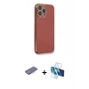 MARSİLYAN™- iPhone 13 Pro Kılıf Yankı Serisi - Siyah 3D Antistatik Seramik Nano Ekran Koruyucu + Renkli Kamera Lens Koruma Cam - PE