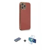 MARSİLYAN™- iPhone 13 Pro Kılıf Yankı Serisi - Siyah 3D Antistatik Seramik Nano Ekran Koruyucu + Renkli Kamera Lens Koruma Cam - YL