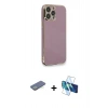 MARSİLYAN™- iPhone 13 Pro Kılıf Yankı Serisi - Siyah 3D Antistatik Seramik Nano Ekran Koruyucu + Renkli Kamera Lens Koruma Cam - YL
