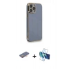MARSİLYAN™- iPhone 13 Pro Kılıf Yankı Serisi - Siyah 3D Antistatik Seramik Nano Ekran Koruyucu + Renkli Kamera Lens Koruma Cam - TU