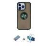 MARSİLYAN™- iPhone 13 Pro Kılıf Yörünge Çizgi - Siyah 3D Antistatik Seramik Nano Ekran Koruyucu + Shine Kamera Lens Koruma Cam - GI