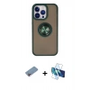 MARSİLYAN™- iPhone 13 Pro Kılıf Yörünge Çizgi - Siyah 3D Antistatik Seramik Nano Ekran Koruyucu + Shine Kamera Lens Koruma Cam - PE