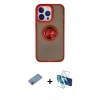 MARSİLYAN™- iPhone 13 Pro Kılıf Yörünge Çizgi - Siyah 3D Antistatik Seramik Nano Ekran Koruyucu + Shine Kamera Lens Koruma Cam - PE