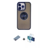 MARSİLYAN™- iPhone 13 Pro Kılıf Yörünge Çizgi - Siyah 3D Antistatik Seramik Nano Ekran Koruyucu + Shine Kamera Lens Koruma Cam - PE