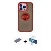 MARSİLYAN™- iPhone 13 Pro Kılıf Yörünge Çizgi - Siyah 3D Antistatik Seramik Nano Ekran Koruyucu + Renkli Kamera Lens Koruma Cam - TU