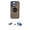 MARSİLYAN™- iPhone 13 Pro Kılıf Yörünge Çizgi - Siyah 3D Antistatik Seramik Nano Ekran Koruyucu + Renkli Kamera Lens Koruma Cam - TU